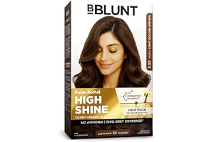 BBLUNT Salon Secret High Shine Conditioning Hair Colour With MaliPeptide BondTech to reduce breakage Honey Light Golden Brown 5.32 No Ammonia 100% Grey Coverage Long Lasting Colour Salon at home