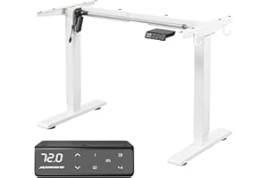 MAIDeSITe Height Adjustable Electric Standing Desk Frame Two-Stage with Heavy Duty Steel Stand up Desk Computer Desk with Automatic Memory Smart Pannel (White)