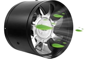 Btstil Abluftventilator 100mm Inline Rohrventilator, 140m³/h Abluft Zuluft Rohrlüfter Industrielüfter Energieverbrauch Leiser Betrieb Badlüfter für Büro, Halle, Hydroponic Zimmer (Schwarz)