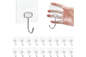 Minfuerang Ganci Adesivi, Appendiabiti da Parete,Gancetti Adesivi Senza Chiodi,Impermeabili,Ganci da Parete per Bagno,Cucina,Soffitto,Camera da Letto (20 Pezzi Trasparenti)