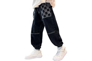 MEILONGER Baggy Jeans Ragazzi Bambini Elastici con Vita Stretch Moda Denim Pantaloni Taglie 8, 10-12, 14-16