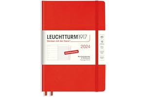 ‎LEUCHTTURM1917 LEUCHTTURM1917 367698 Wochenkalender & Notizbuch Medium (A5) 2024, mit Extraheft für Adressen und Jahrestage, Fox Red, Deutsch, 12 Monate