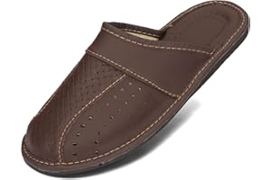 BeComfy Herren Hausschuhe Leder Pantoffel Männer Pantoffeln aus Echtleder Mann Schwarz Braun 40-50 EU