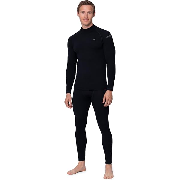 Conjunto Térmico De Lana Merino Para Hombre - Camiseta Media Cremallera Y Medias, Ideal Para Deporte En Frío