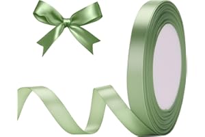 G2PLUS Ruban Satin Vert Sauge 10mm x 22m - Pour Décoration Mariage & Emballage de Cadeaux