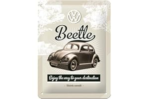 Nostalgic-Art Plaque vintage, VW Retro Beetle – Idée de cadeau pour bus VW, en métal, Design retro pour la décoration, 15 x 20 cm