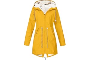 DEAAMYGLINE Gefütterte Regenjacke Damen Wasserdicht, Regenmantel Damen Gefüttert Warm,Winterjacke Damen mit Teddyfell Kapuze Outdoor Jacke Mantel Dicke Plüsch Wintermantel Softshelljacke Windjacke Regenmantel