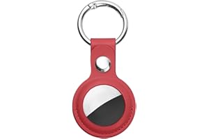Ainiv Protective Case for Apple Airtags, 1 Pack Red PU Leather Keyring Case, Tracker Cover for AirTags, Pet Dog Cat Collar Locator Tracker Cover, Key Finder Case for AirTag