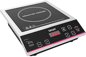 LECON CHEF Lecon, piastra di cottura a induzione 3500 W con timer On/Off e funzione isolante, grande capacità di carico in acciaio inox, regolazione della temperatura