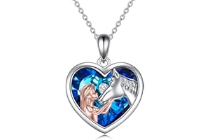 YFN Mädchen und Pferd Halskette für Mädchen Sterling Silber Pferdeschmuck Pferd Geschenke für Frauen