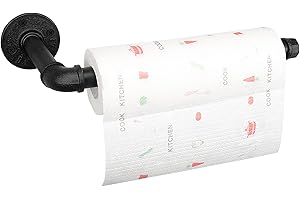 Jeasor Industrial Iron Pipe Kitchen Paper Towel Holder, Vintage Farmhouse Heavy Duty DIY Industrial Rustic Wall Mount Paper Towel Rack for Kitchen Bathroom (1, Black)