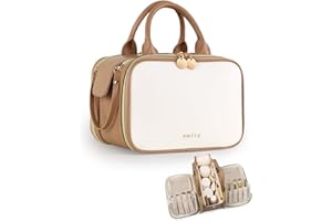 Trousse de Maquillage Prite Sac à cosmétiques Ouvertures latérales de Grande capacité Trousse de Toilette Portable étanche de Voyage avec poignée et Plusieurs Compartiments