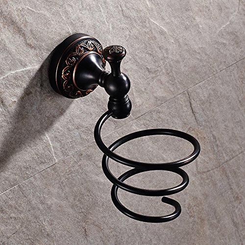Weare Home Antik Vintage Retro Schwarz Öl rubbed Bronze finished Messing Haartrocknerhalter Wandmontage Bohren für Badezimmer Dusche Küche - 6