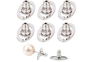 OUDQFCJ 6 Pezzi Sollevatori per Orecchini con Bottoni Forati, Alzaorecchini per Orecchie Cadenti, Alzaorecchini Piatti Bloccaggio Supporto, Chiusura Piatta, per Grandi a Perno Pesanti (Argento)