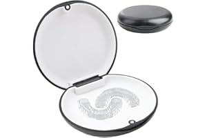 MEUKCEZ Retainer Case with Magnetic Closure, False Teeth Container Orthodontic Dental Denture Box, Silicone Lined Mouth Guard Container, Secure & Hygienic Teeth Aligner Holder, Portable Design (Black)