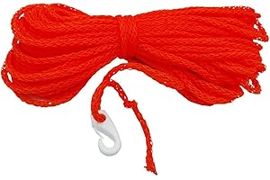 Glac Store® Cima Galleggiante Treccia da 6mm con Moschettone 30 Metri di Lunghezza Colore Arancione ideale per Salvagente Anulare Kayak SUP Board