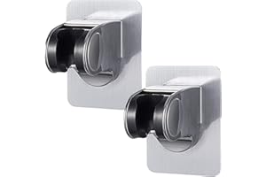 Clarmonde Supporto per soffione doccia in plastica, staffa regolabile per soffione doccia per bagno con bastone adesivo, 2 pezzi,100*75*70mm