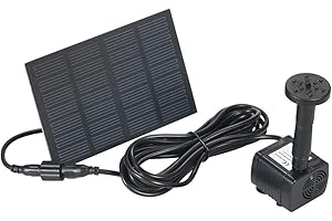 Decdeal Pompe de Fontaine Solaire, Pompes pour Fontaines 6V 1,2W 160L/H, Pompe Solaire pour Etang sans Brosse avec Panneau Solaire pour Fontaines/Jardins/Culture Hydroponique/Baignoires/Etangs