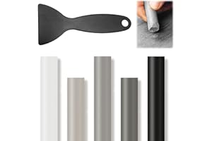 RICHSTORY Wax Filler Sticks for Wood Repair, Soft Furniture Scratch Repair Crayons with Scraper Multi-Surface Light Dark Oak Wood Filler for Floor Table Door Guitar Scratches Holes (Grey)