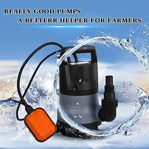 Homdox Tauchpumpe 400 W Schmutzwasserpumpe Teich Wasserpumpe Tauchwasserpumpe 8000 L/H Pumpe mit Schwimmschalter und Tragegriff (Grau) - 4