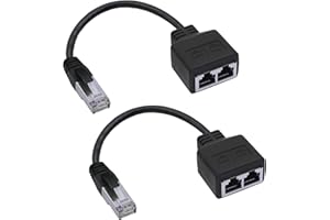 GINTOOYUN 2 cavi adattatori RJ45 da maschio a femmina, doppio adattatore (22,5 cm) per computer portatili, computer desktop, router, ecc. (solo per reti di commutazione, non per reti separate)