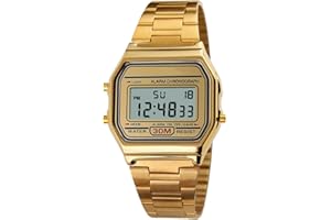 ROSEBEAR Topsale-ycld Luxury Business Watch 30M Reloj Deportivo de Acero Inoxidable Impermeable Reloj Digital Reloj de Pulsera (Color : Gold)