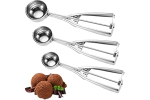 ACONDE Eisportionierer, 3 Stück Kugelförmig Edelstahl Eislöffel für Eis, Obst, Kartoffelpüree