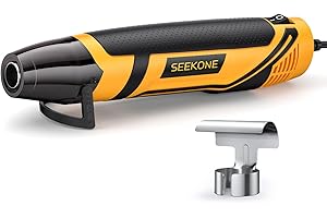 Décapeur Thermique Mini 350W, SEEKONE 350°C Pistolet à Air Chaud électrique Portatif avec Buses, Protection de Surcharge, Support Pliable, Deux Fentes d'aération, pour Emballage Rétractable, Bricolage