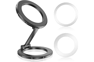 Dubbel magnetisk ringtelefonstativ för iPhone 16, [stark N52-magnet] för MagSafe vikbart ringtelefonstativ, bärbart fäste kom