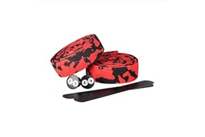 URBAN ZWEIRAD resistente nastro per il manubrio della bici, inclusi tappi di chiusura e strisce adesive - Super antiscivolo - 200 cm x 3 cm - Spessore 3 mm (camo nero/rosso, elastico)