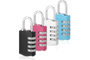 Xespis 4 Piezas Candado Combinacion, Cerradura de Combinación de 4 Dígitos, Candado Taquilla, Candado Maleta de Aleación de Zinc, Impermeable, para Gimnasio, Escolar, Cobertizo, Jardín