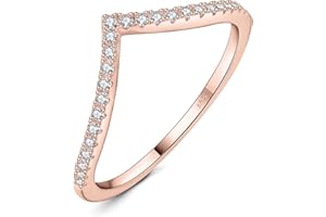 JewelryPalace Half Eternity Anello a V Donna Argento con Cubica Zirconia Creato Moissanite, Anelli Impilabili Donna 925 con Pietra Rotonda, Fede Nuziale in Tre Ori Anello Matrimonio Set Gioielli Donna