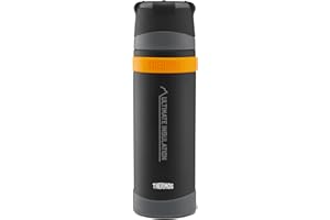 Thermos - Matt Black Ultimate Flask (500ml), Reusable Insulated Stainless Steel Thermal Coffee Cup for Hot or Cold Drinks, Vacuum Sealed Water Flask with a Leak-Proof Lid, 24hr Hot/24hr Cold
