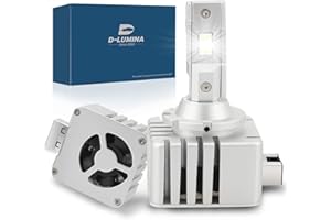 D-Lumina D1S D1R LED Headlight Bulbs,6000K White 2×35W 10000LM Bright LED Conversion Kits,High Low Beam Plug and Play to Original D1S HID Replace,2 Pack