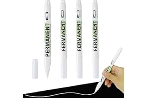 Greacesrio Permanente Bianco Pennarelli, 4 Pezzi Pennarelli indelebile Bianchi Punta Fine 1,0 mm, Penne Acrilici per Legno, Metallo, Vetro, Tessuto, Pietra, Album Fotografici, Pneumatici