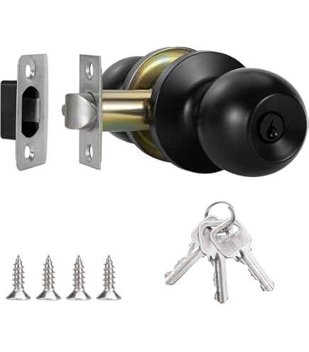 MERONI SERRATURE Door Knob Lock Security Lock with Knob, Ideal for Office Doors Made of Wood, Metal, Aluminium, Glass, with Key, Made in Italy (Grey