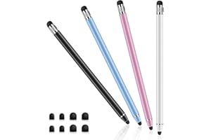 Afaneep Tablet Stift für Alle Tablets, 4 Stück Touchscreen Stift Hohe Empfindlichkeit 2 in 1 Gummi Touch Pen, für Alle Smartphone/Tablets Samsung iPhone i-Pad Eingabestift mit 8 x Ersatzspitzen