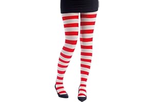 P'tit Clown - 74716 – blickdichte Damen-Strumpfhose – gestreift – weiß, rot – Fantasie-Accessoire für Karneval, Halloween, Kostümpartys und Themenveranstaltungen – Einheitsgröße