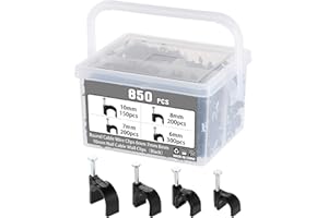 Kinsinder 850 Pieces Round Cable Wire Clips, Nail Cable Wall Clips for Electrical, Ethernet, Dish Wire, Coax Cable or Other Cabl 6mm 7mm 8mm 10mm