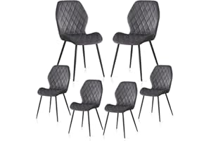 Weegstok Velvet Dining Chairs Set of 6 Kitchen Chairs Dining Room Lounge Reception Chairs with Metal Legs for Living Room Bedroom,Grey