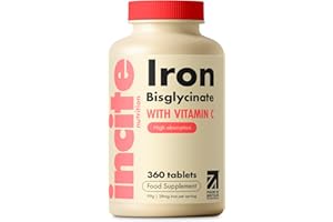 INCITE NUTRITION Gentle Iron Tablets - Iron Bisglycinate 28 mg, 6 Month’s Supply - 360 High Strength Tablets - Supplement Suitable for Vegans - Best Immune System Booster for Women & Men - Made in UK