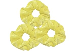JXUANE 3 PCS Hair Scrunchies, Yellow Velvet Scrunchies for Women Ponytail Holders Soft Elastic Hair Bands Hair Accessories for Girls and Women