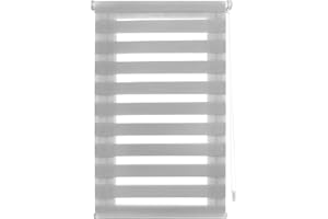 ECOMMERC3 | Estor Enrollable Noche y Día Sin Taladrar Tamaño 30x130 - Estor Easyfix SIN Herramientas Tamaño Tela 27x125 - Estor Noche y Día Gris Plata