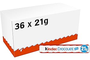Kinder Chocolate Medium Bars, Bulk Chocolate Gift Box, Fine Milk Chocolate Bar with a Milky Filling, Pack of 36 (756gr)