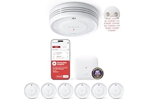 X-Sense Smart Rauchmelder WLAN mit Magnethalterung, Feuermelder vernetzt, austauschbare Batterie, mit Basisstation SBS50, App-Funktion, XS0D-MR61