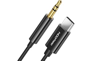 deleyCON 0,5m Kabel USB-C do 3,5 mm Jack Kabel AUX Jack Kabel Audio Kompatybilny z Apple Samsung Google Huawei Xiaomi Smartfon Telefon Komórkowy Tablet Gniazdo Słuchawkowe Samochodowe - Czarny