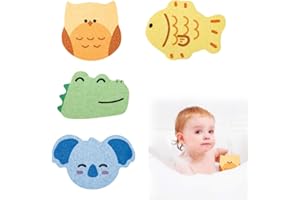 BQRKOTM 4 spugne da bagno per neonati, Spugnetta Neonato Bagnetto, Simpatiche Per Il Bagnetto Dei Bambini E Dei Neonati, Spugna Ultra Assorbente, Riutilizzabili E Lavabili
