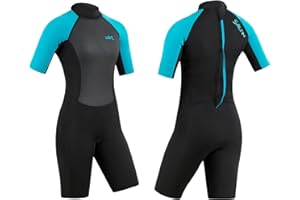 Urban Beach Wetsuit, Sailfin Short Women’s Swimming Wetsuit, 2mm Neoprene Shorty Wetsuit, Blue