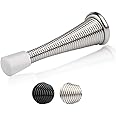 HOMOTEK 12 Pack Spring Door Stopper with Rubber Bumper Satin Nickel 3-1/8" Flexible Spring Heavy Duty Wall Door Stop Low Mounted Door Bumper for Home (Satin Nickel-Upgrade)