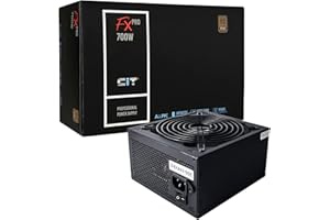 CiT FX Pro 700W PSU – Non-Modular Gaming Power Supply Unit with Active PFC - Japanese TK Capacitor - 14cm Quiet Fan - Flat Black Cables - Full Circuit Protection - 80 Plus Bronze Certified | Black
